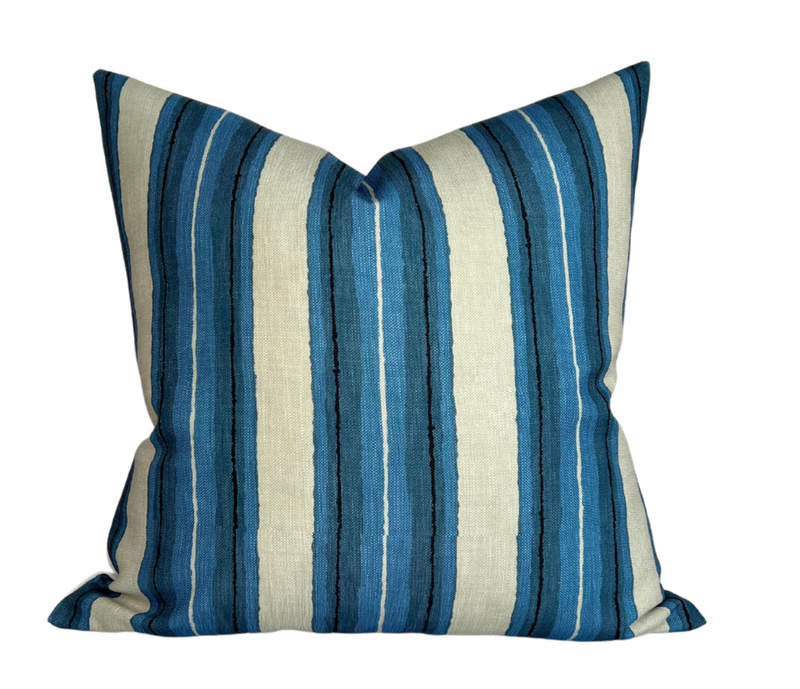 Ready to Ship, 20x20, Kelly Wearstler Shoreline Pillow Cover in Blue - Indoor Outdoor Pillow