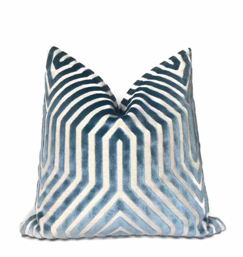 Ready to Ship, 22x22, Vanderbilt Velvet Pillow Cover in Marine Blue