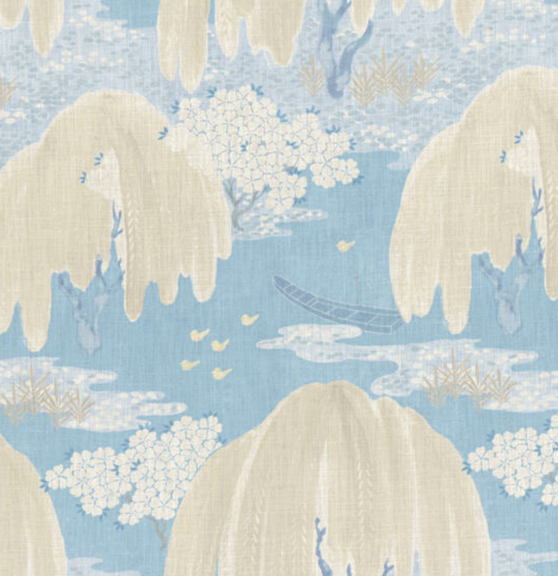 Willow Tree Pillow Cover in Soft Blue