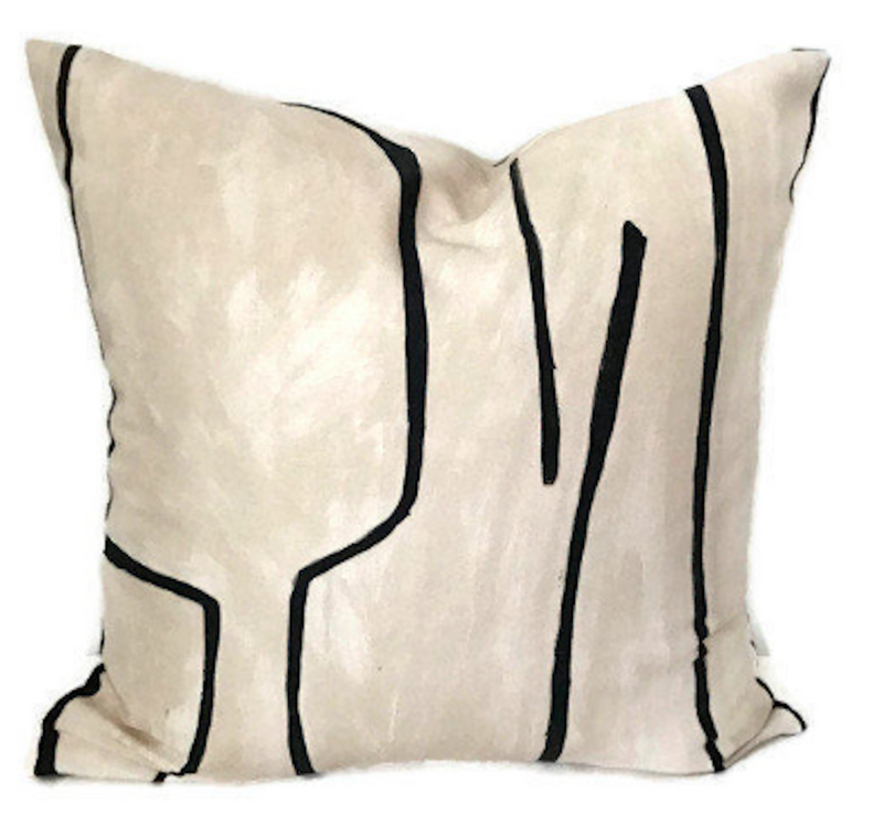 Ready to Ship, 20x20 Graffito Pillow cover in Linen Onyx