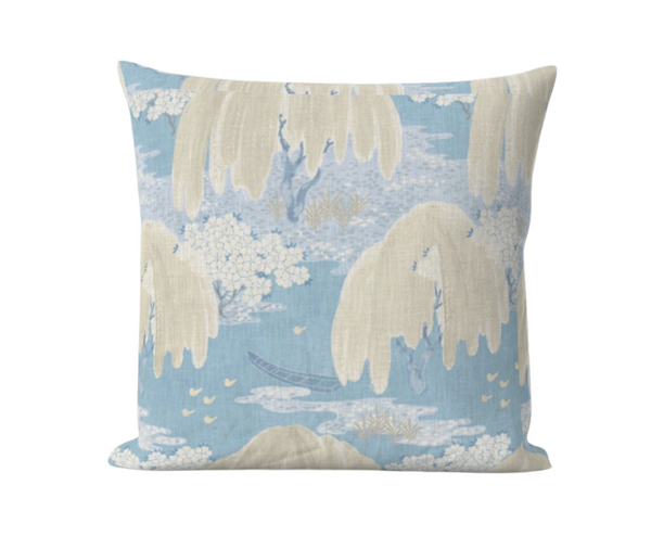 Willow Tree Pillow Cover in Soft Blue