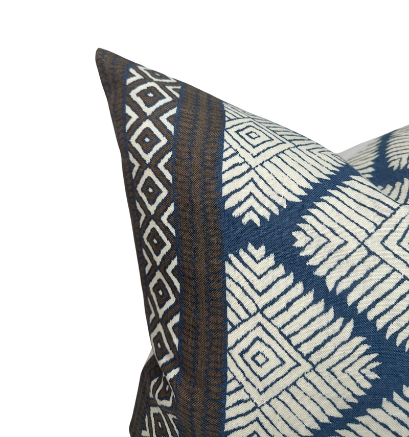 Austin Pillow Cover in Brown + Navy