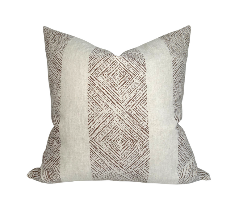 Clipperton Stripe Pillow Cover in Brown on Natural