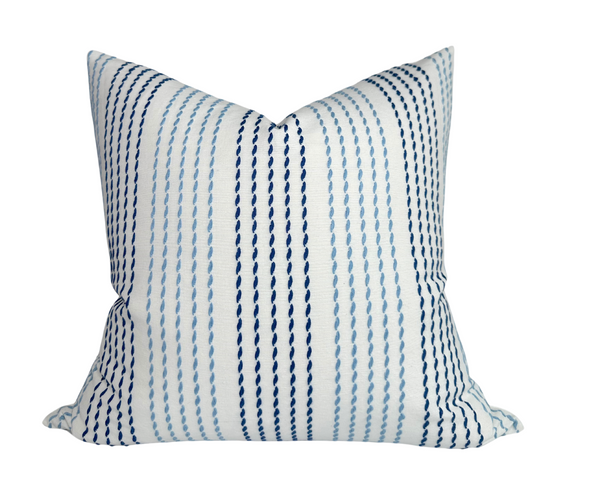 Schumacher Running Stitches Pillow Cover in Blues