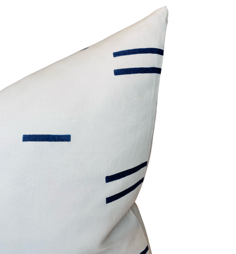 Schumacher Oaxaca Dashes Pillow Cover in Navy