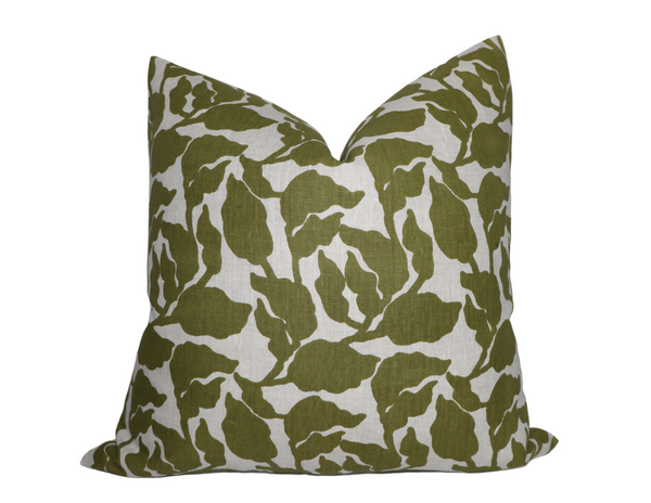 Flores Pillow Cover in Moss Green, Walter G Pillows, Decorative Throw Pillows