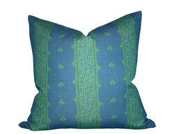 Peter Dunham Fez Pillow Cover in Green Indigo, Indoor Outdoor Pillow