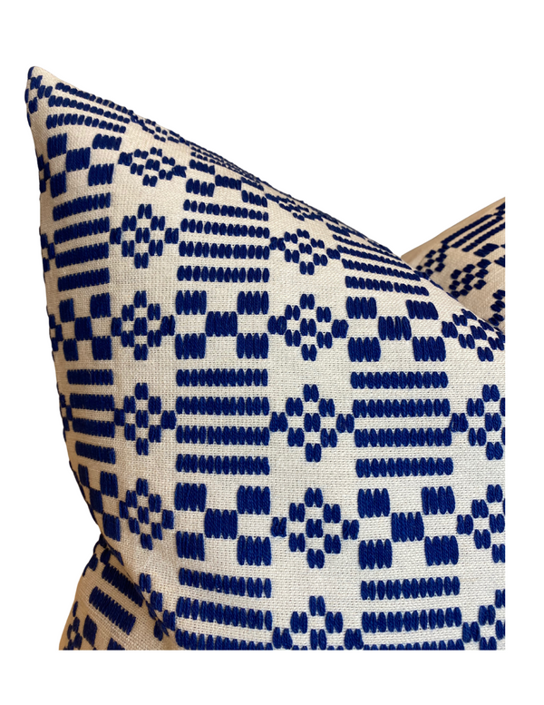 Ready to Ship, 20x20, WILSON EMBROIDERY PILLOW COVER IN INDIGO