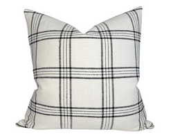 Dundee Pillow Cover in Ivory and Black