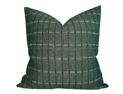 Gridded Woven Pillow Cover in Green, Vintage Textiles