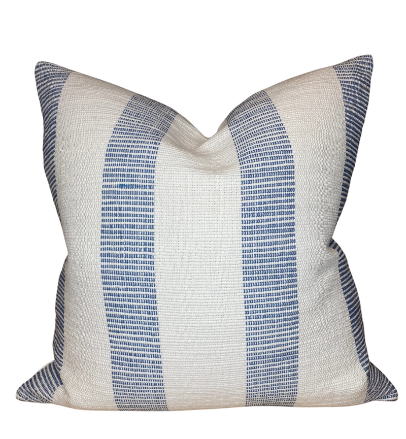 Schumacher Ketley Stripe Pillow Cover in Blue