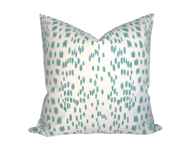 Les Touches Pillow Cover in Aqua Blue