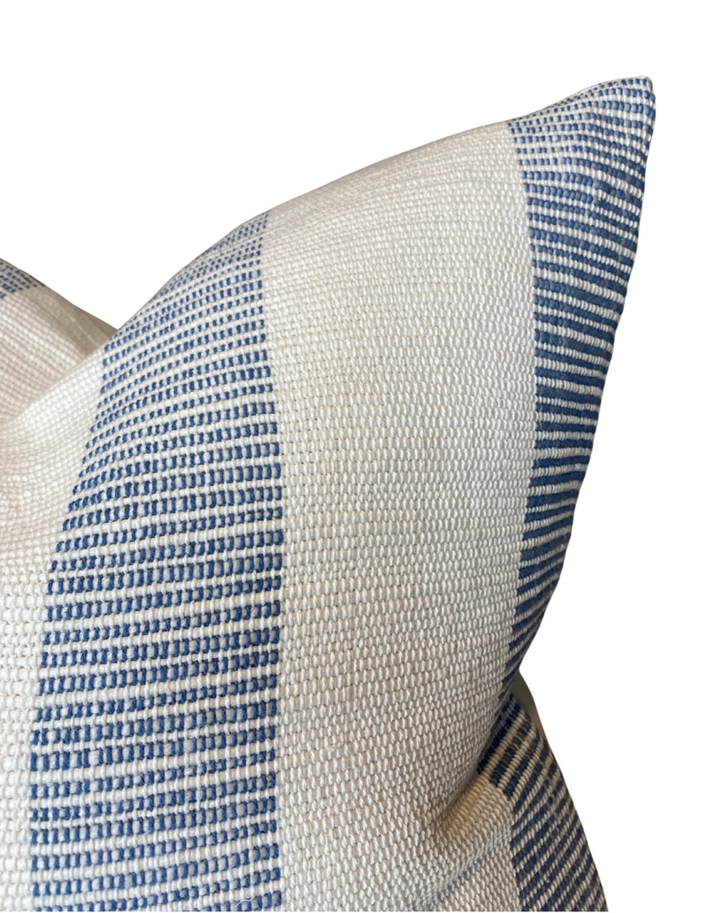 Schumacher Ketley Stripe Pillow Cover in Blue