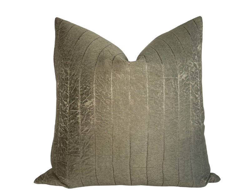 Vistula Striped Pillow Cover in Earth Green