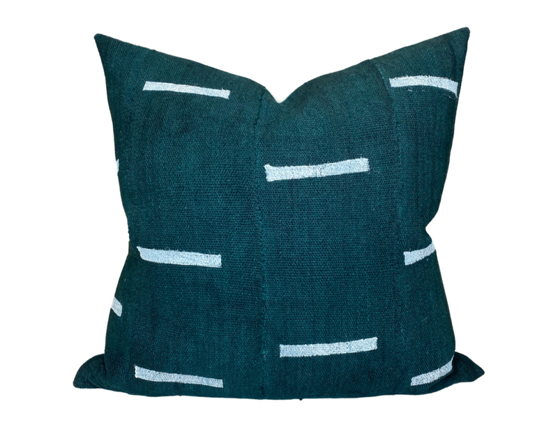 Dashes Print Mudcloth Pillow Cover in Hunter Green