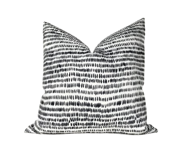 Dashes Pillow Cover in Midnight Black