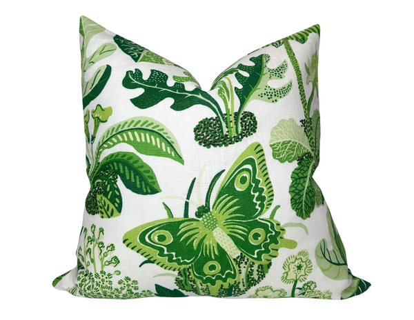 Schumacher Exotic Butterfly Pillow Cover in Leaf Green