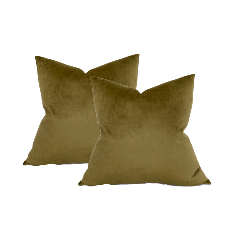 Velvet Pillow Cover in Olive