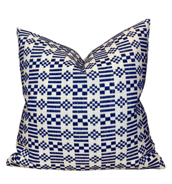 Schumacher Wilson Embroidery Pillow Cover in Indigo