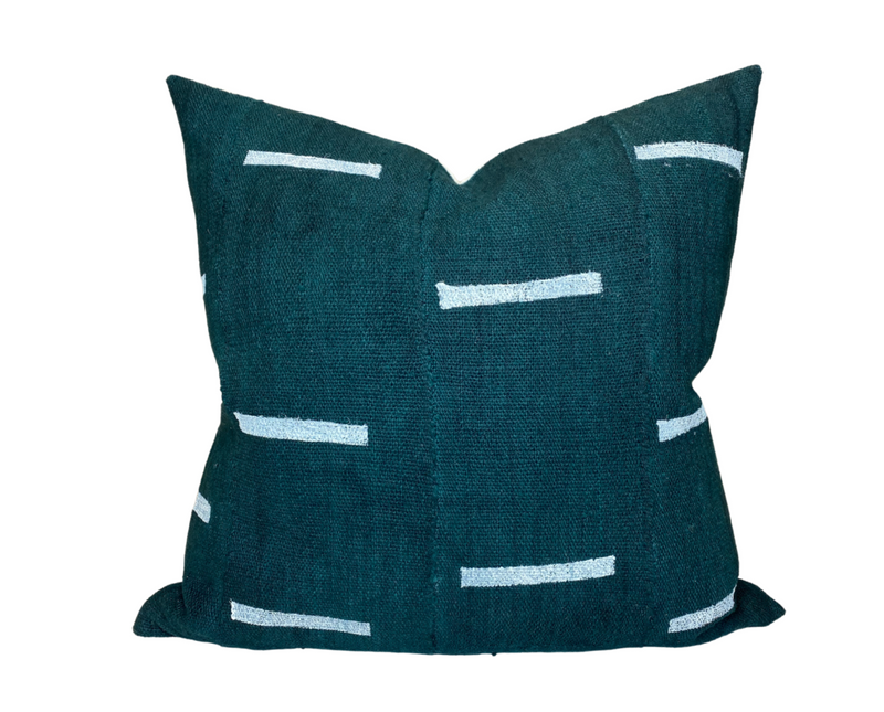 Ready to Ship, 18x18 Dashes Mudcloth Pillow Cover in Hunter Green