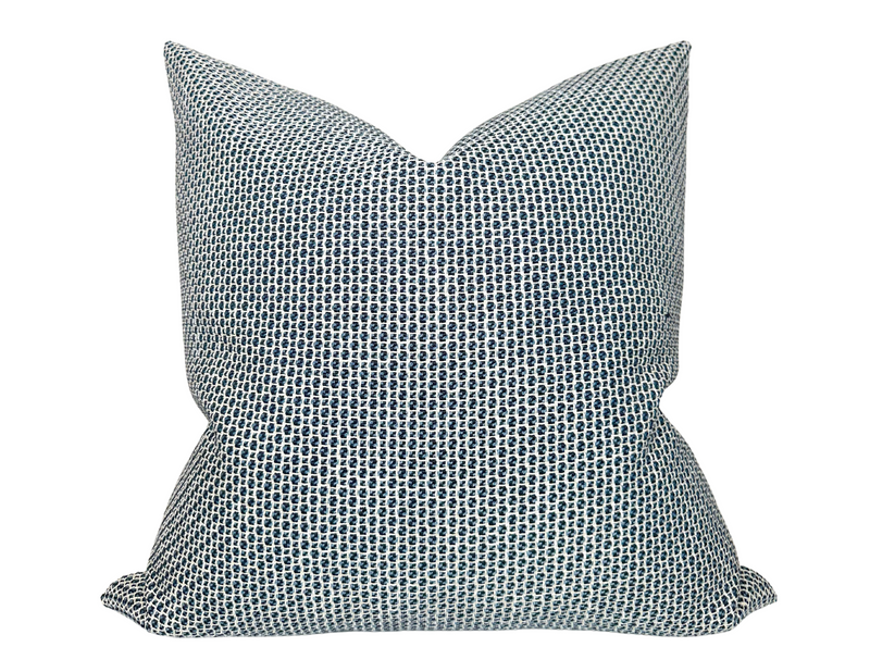 Gridded Woven Pillow Cover in Blue