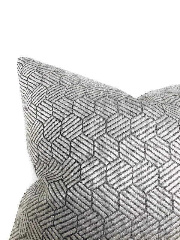 Schumacher Abaco Woven Pillow Cover in Grey