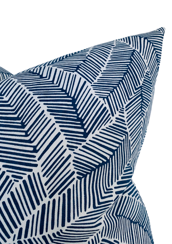 Ready to Ship, 20x20, Abstract Leaf Pillow Cover in Navy