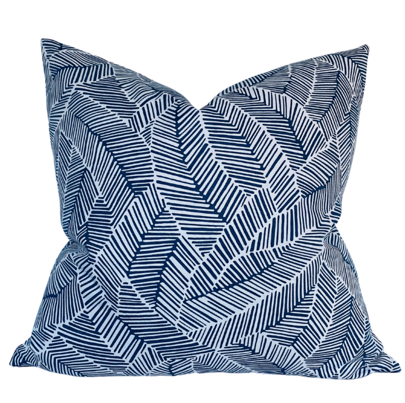 Ready to Ship, 20x20, Abstract Leaf Pillow Cover in Navy