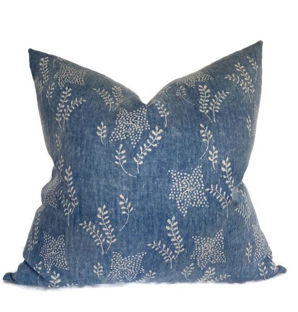 Aida Floral Pillow Cover in Aurora Blue