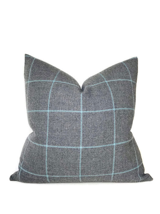 Schumacher Bancroft Wool Pillow Cover in Oxford Grey