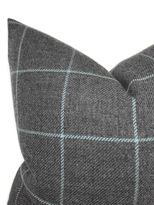 Schumacher Bancroft Wool Pillow Cover in Oxford Grey