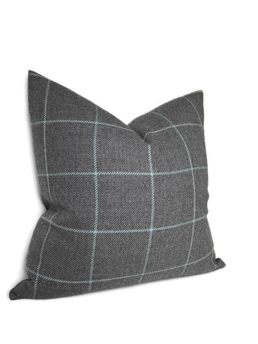 Schumacher Bancroft Wool Pillow Cover in Oxford Grey