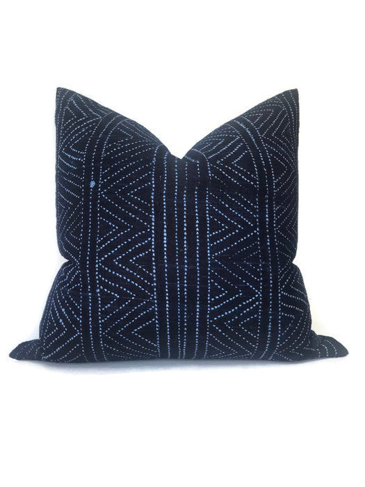 Tribal Batik Pillow Cover in Indigo Blue