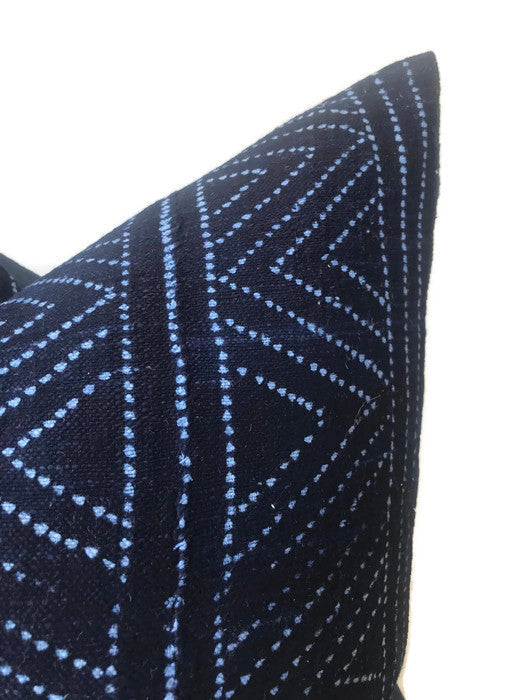 Tribal Batik Pillow Cover in Indigo Blue