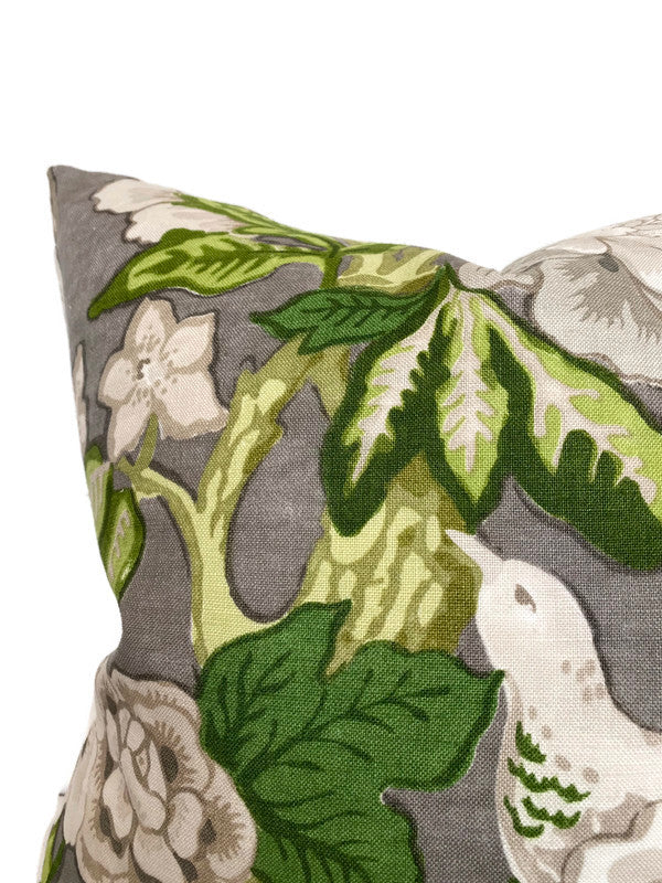 Schumacher Bermuda Blossoms Pillow Cover in Slate