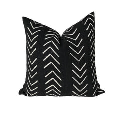 Chevron Print Mudcloth Pillow Cover in Black