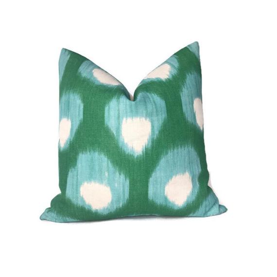 Peter Dunham Bukhara Outdoor Pillow Cover in Green/Blue