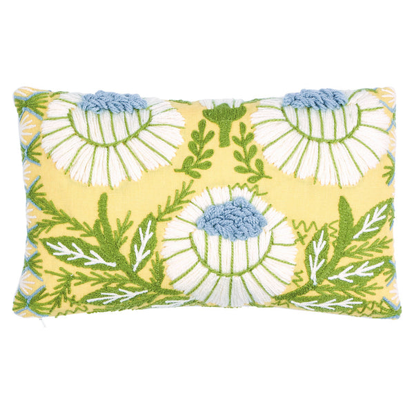 Ready to Ship, 12x16, Schumacher Marguerite Embroidery Pillow Cover in Buttercup Yellow