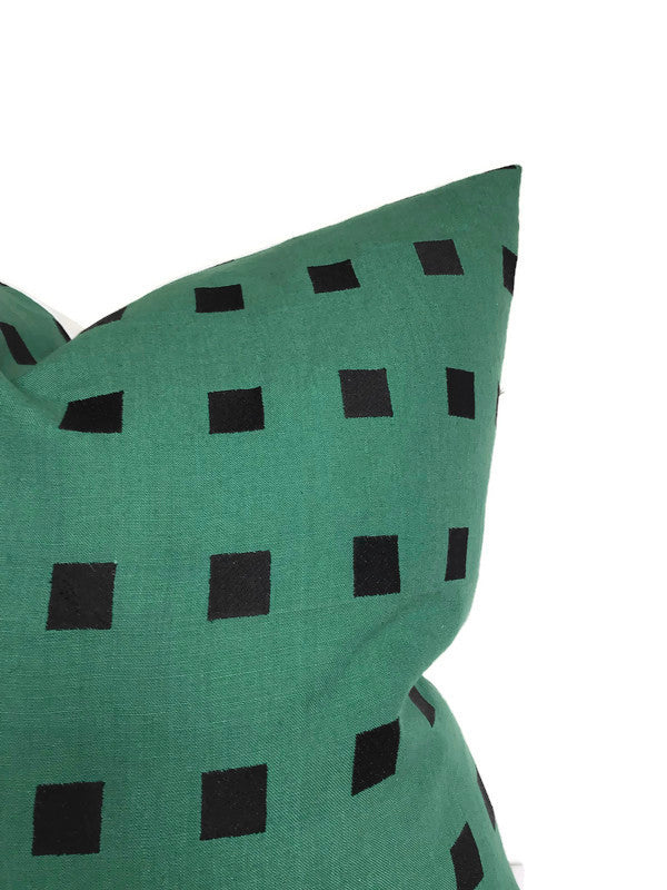 Kelly Wearstler Chalet Embroidered Pillow Cover in Green Black