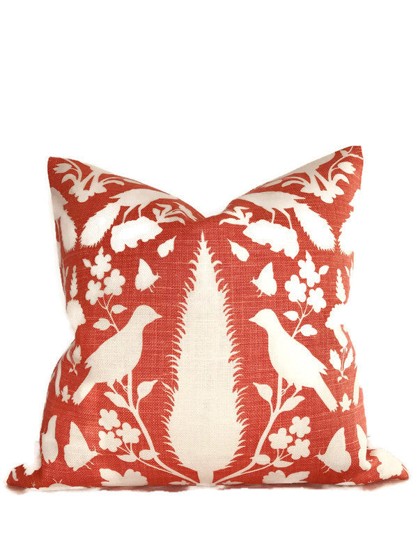 Schumacher Chenonceau Pillow Cover in Coral