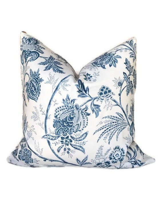 Schumacher Chinoiserie Vine Pillow Cover in China Blue