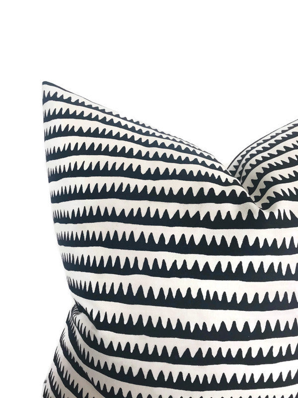 Schumacher Corfu Stripe Pillow Cover in Black