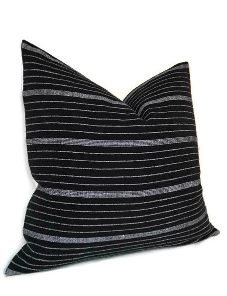 Cusco Stripe Pillow Cover in Jet Black