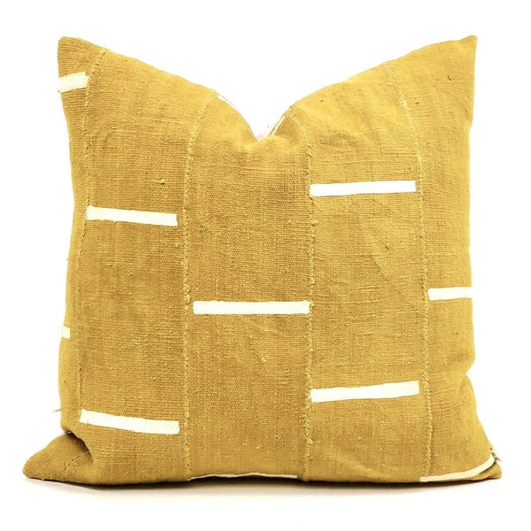 Ready to Ship, 20x20, Dashes Mudcloth Pillow Cover in Mustard