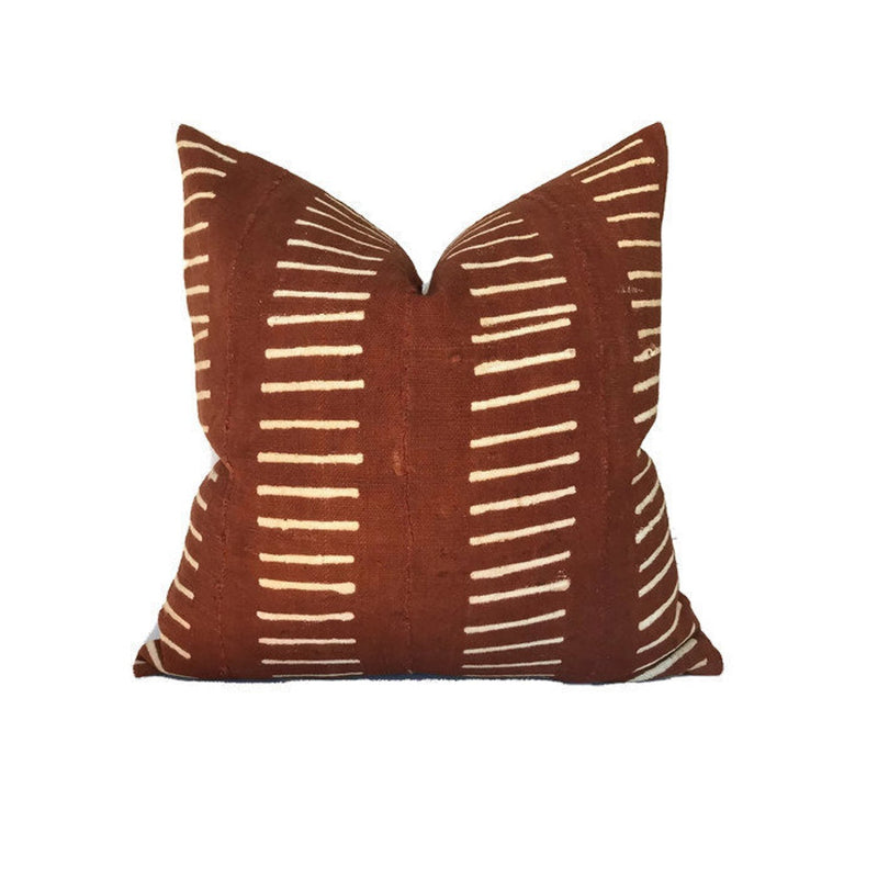 Dashes Print Mudcloth Pillow Cover in Copper