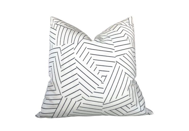 Schumacher Indoor Outdoor Deconstructed Stripe Pillow Cover in Black