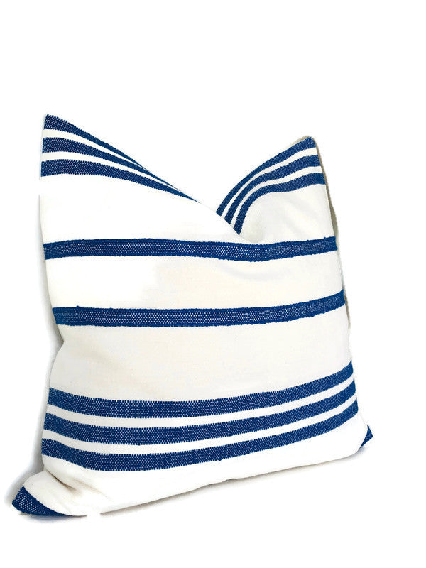 Schumacher Dune Stripe Pillow Cover in Blue