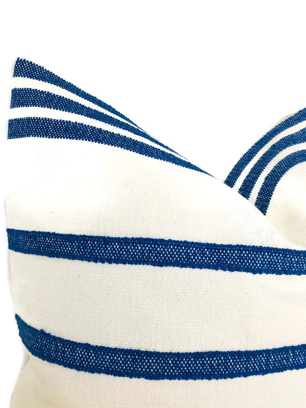 Schumacher Dune Stripe Pillow Cover in Blue