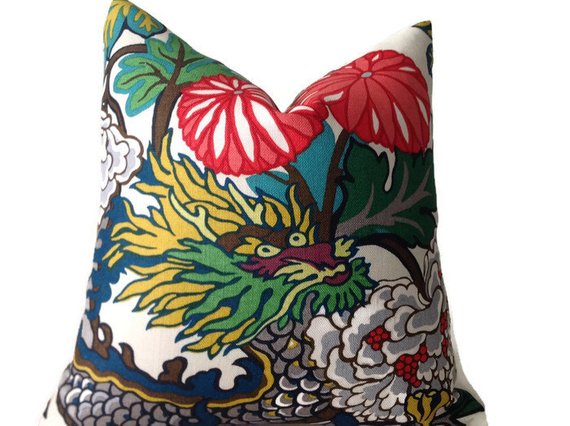 Schumacher Chiang Mai Dragon Pillow Cover in Alabaster