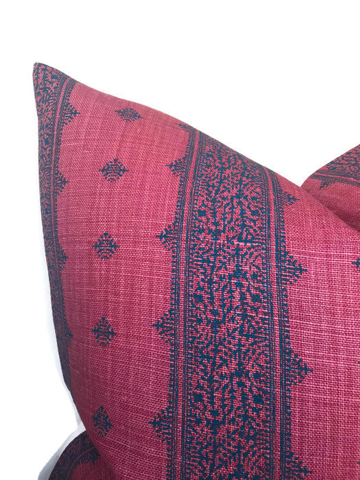 Peter Dunham Fez Pillow Cover in Raspberry and Indigo